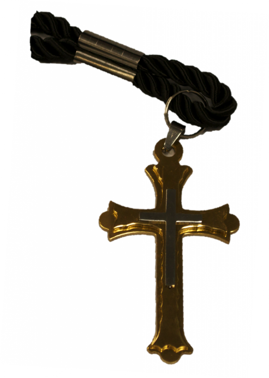 Tri-Level Stainless Steel Clergy Cross Pendant - Silver & Gold