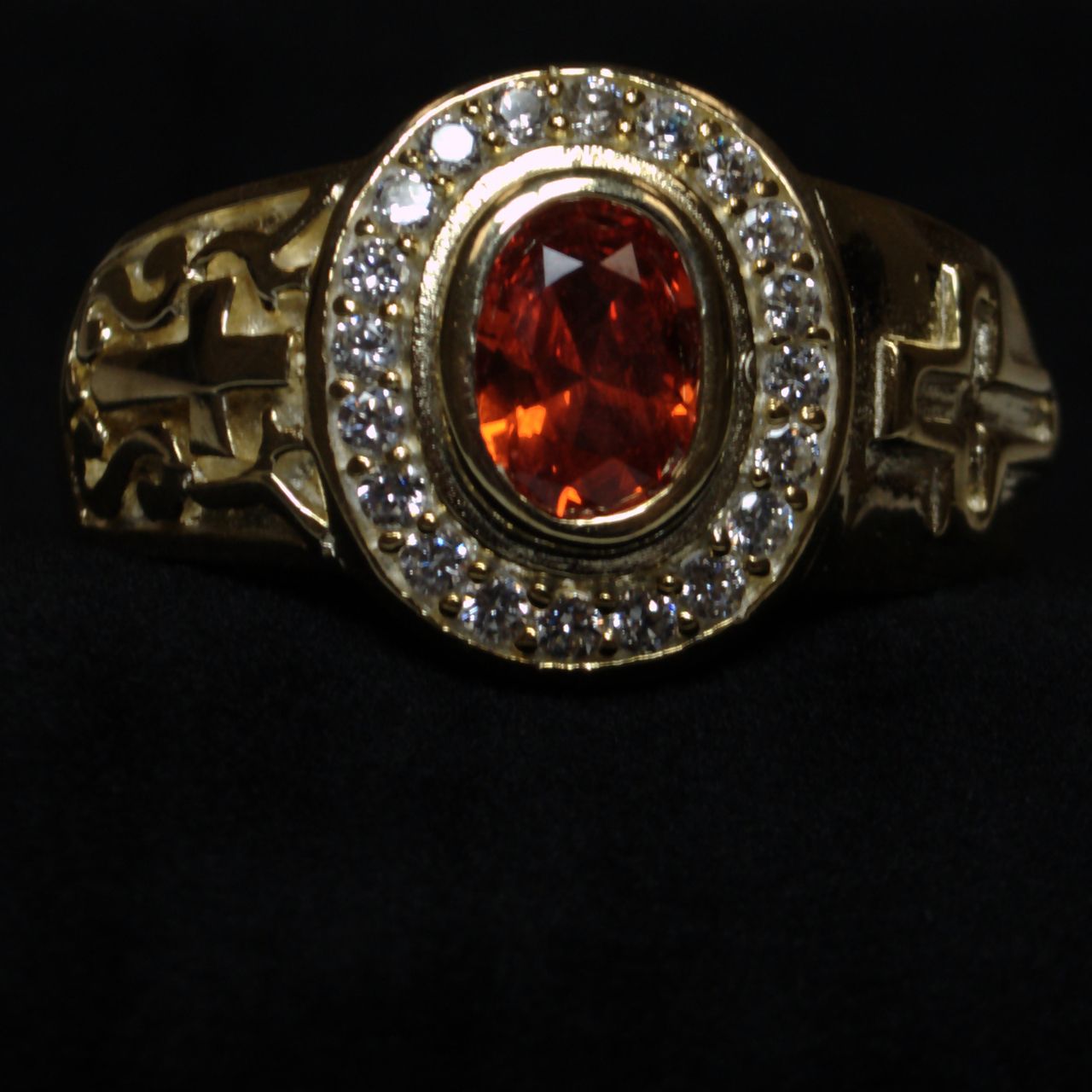 Clergy Ring with Red Stone - Gold w/ Red