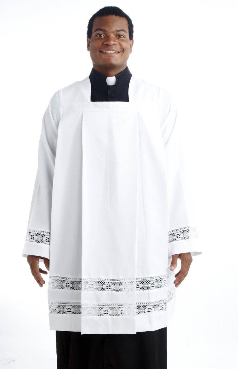 Clergy Surplice Square Neck with Lace