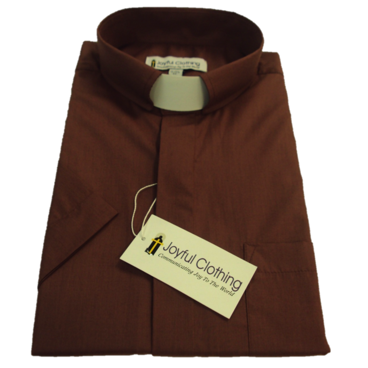 Men's Short-Sleeve Tab-Collar Clergy Shirt - Brown