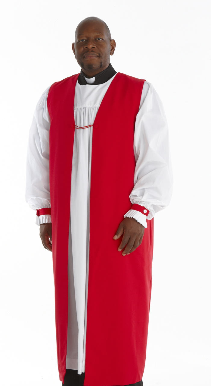 Traditional Clergy Chimere with Fluting - Scarlet Red