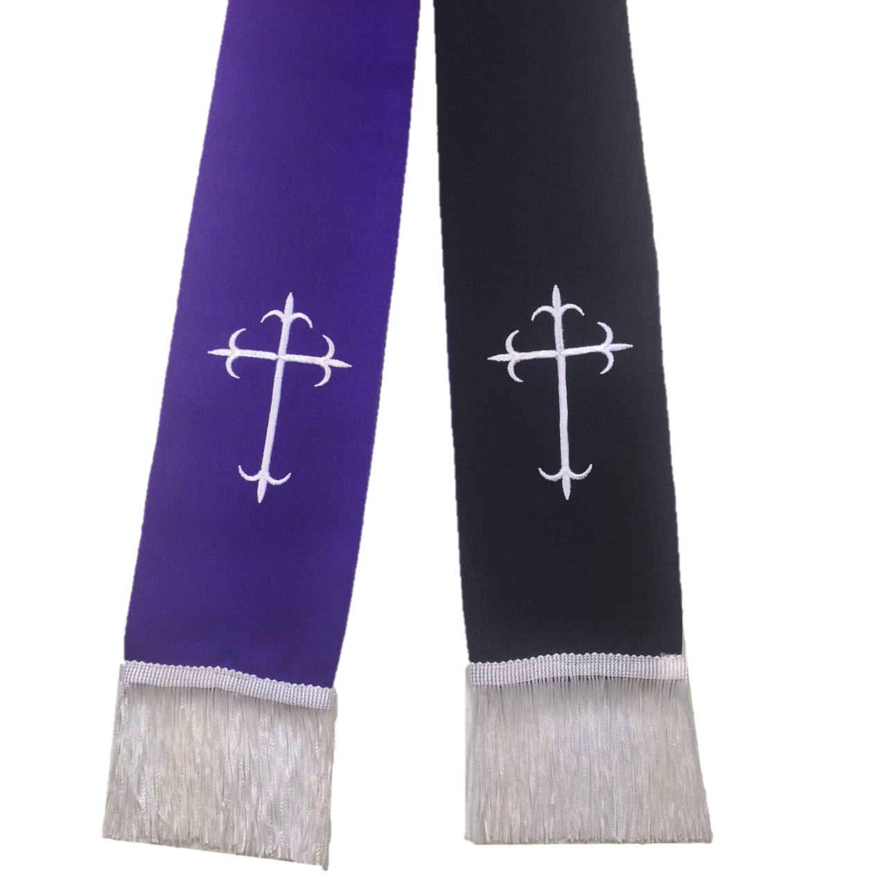Reversible Clergy Stole - Black/White AND Purple/White