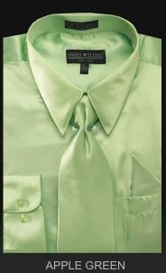 Men's Satin Dress Shirt With Tie