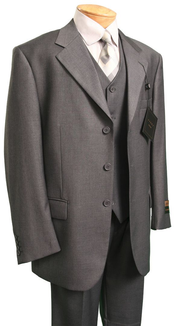 Men's Italian-Style 3 Pc. Suit - Heather Gray