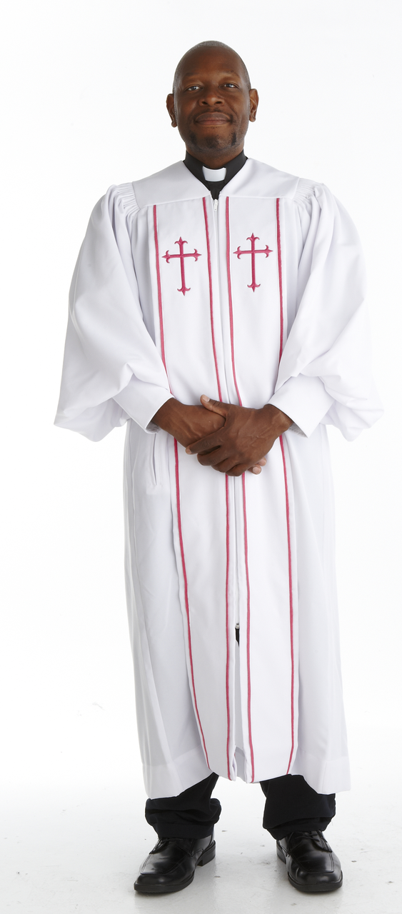925 P. Men's & Women's Clergy Robe - White/Red