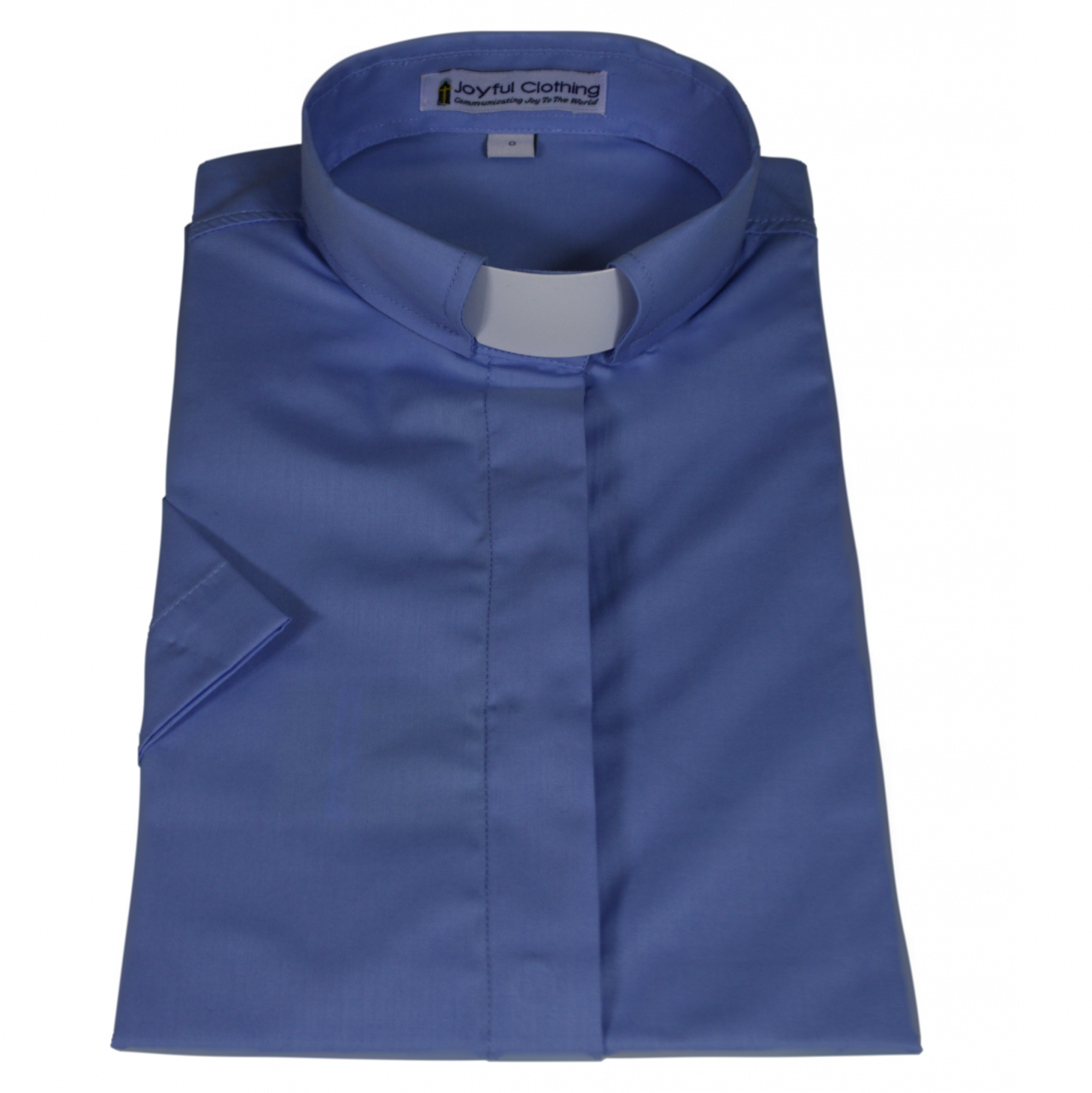 563. Women's Short-Sleeve Tab-Collar Clergy Shirt - Light Blue