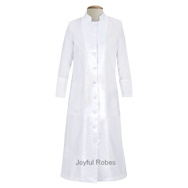 127 W. Women's Pastor/Clergy Robe with Satin - White/White A