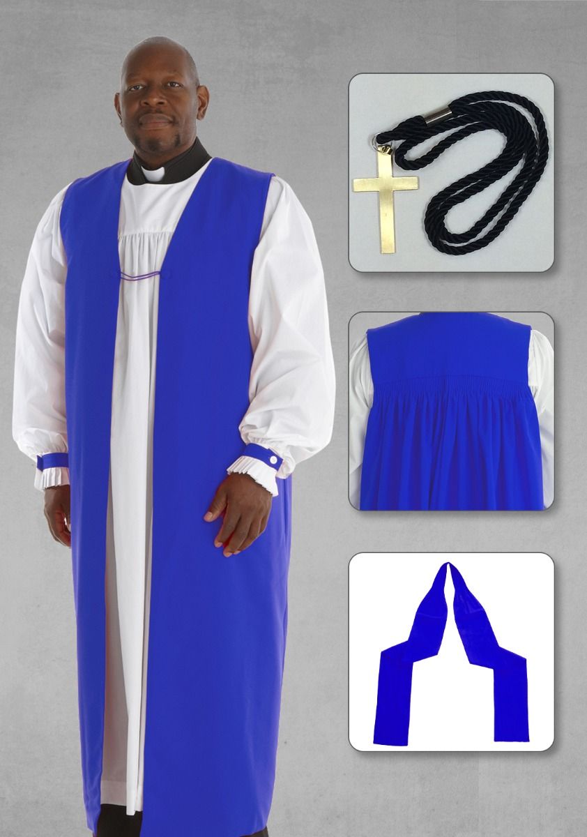 Bishop Chimere and Clergy Rochet with Tippet in Royal Blue 