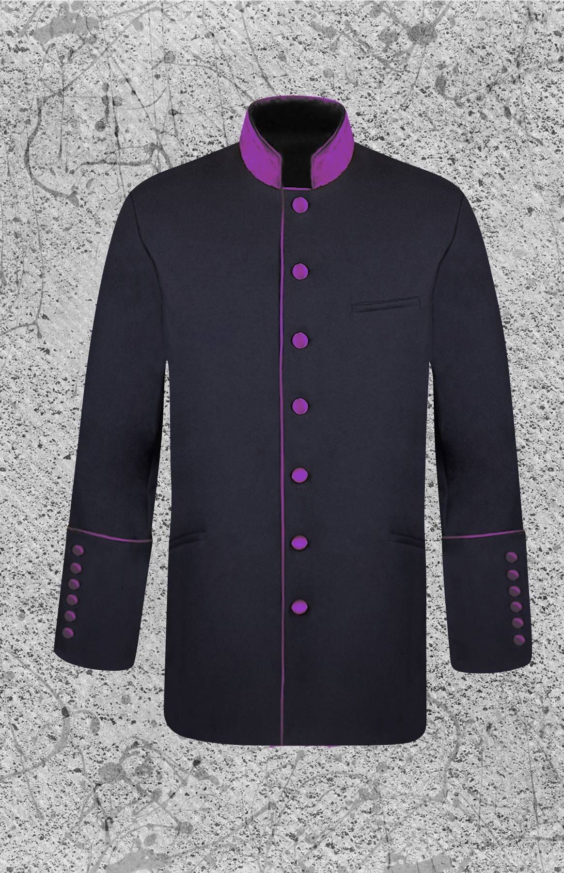 Men's Black and Purple Clergy Jacket