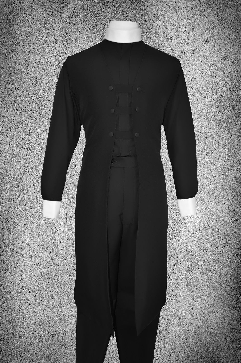 Ministerial Full Collar Vesture Set Black/Black (White Cuffs)