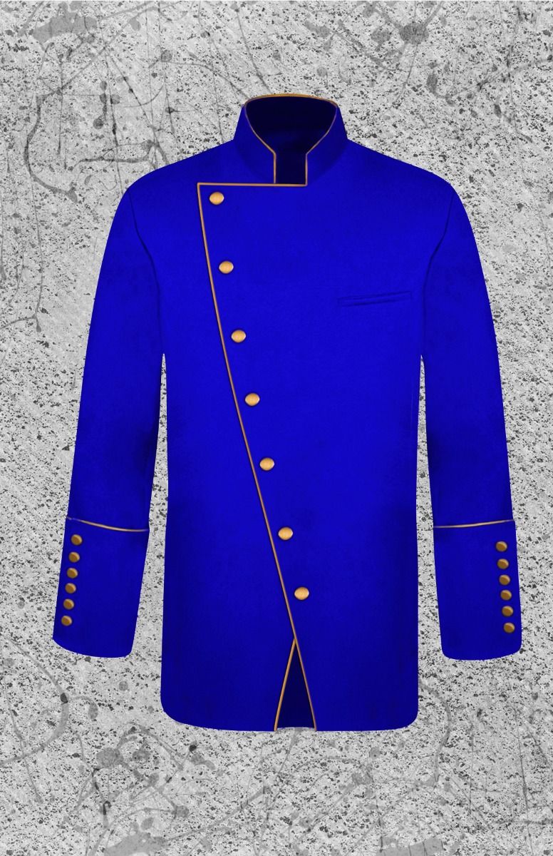Royal Blue and Gold Clergy Frock Jacket Double Breasted