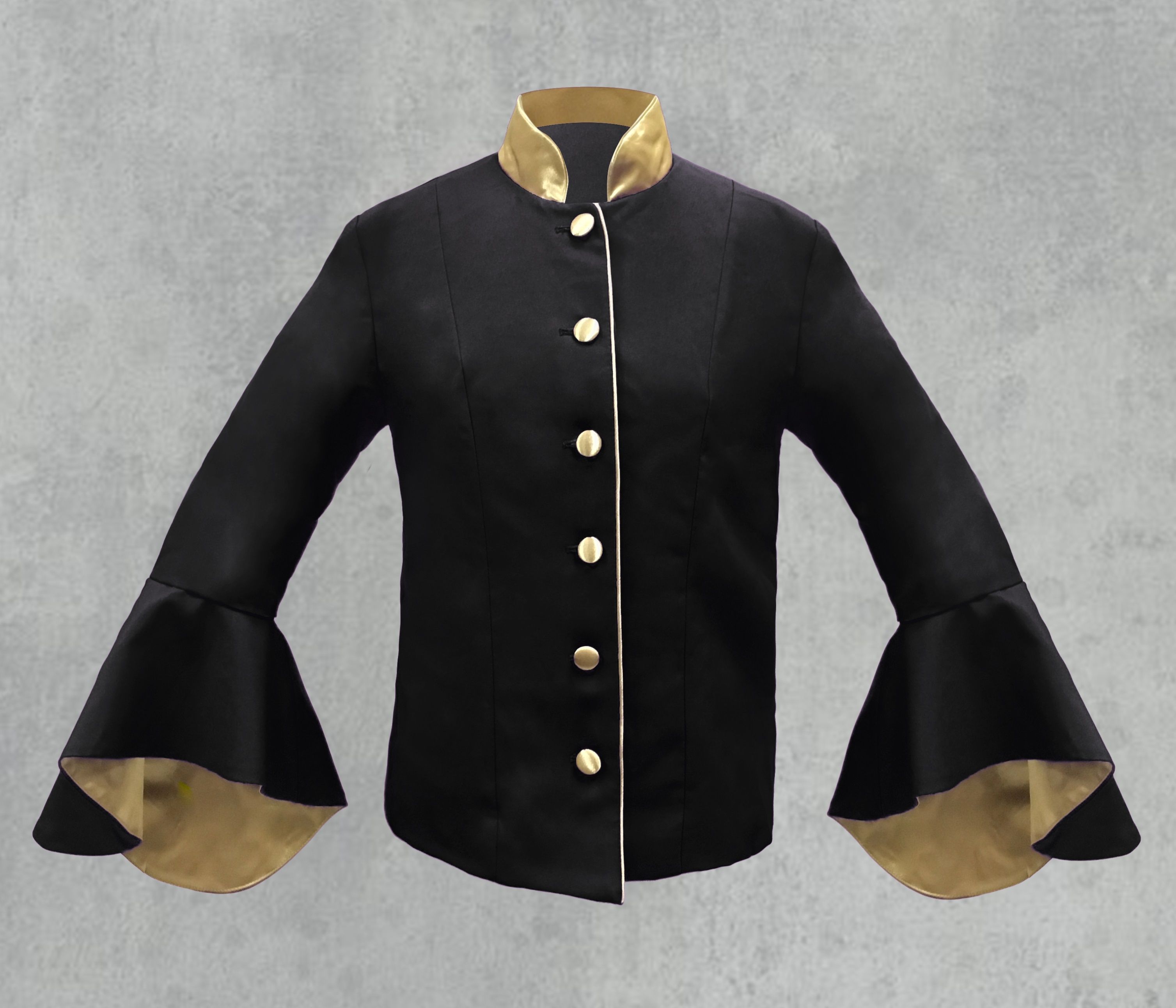 Black and Gold Clergy Jacket for women