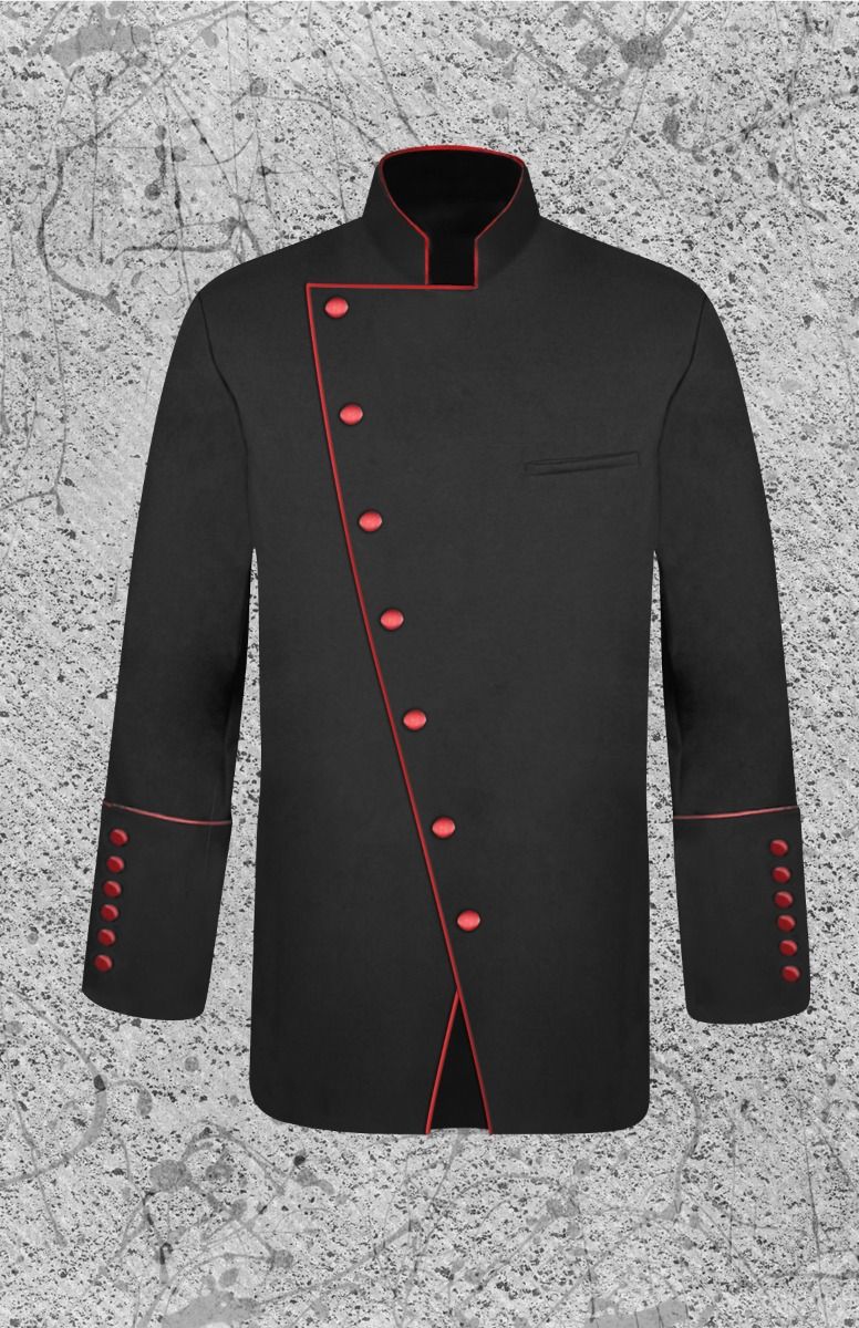 Men's Double Breast Clergy Jacket in Black and Red