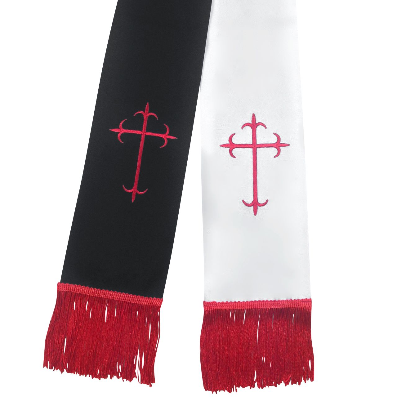 Reversible Clergy Stole - White/Red AND Black/Red