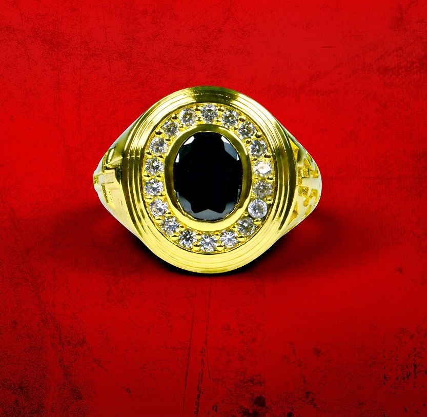 Mens Premium Clergy Ring with Black Stone - Gold w/ Black