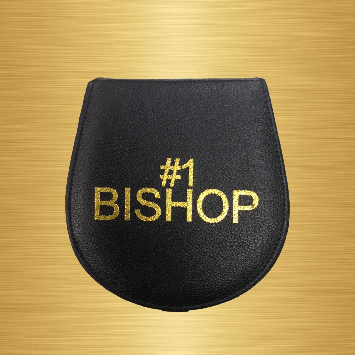 Black Clergy Collar Case With Gold Bishop