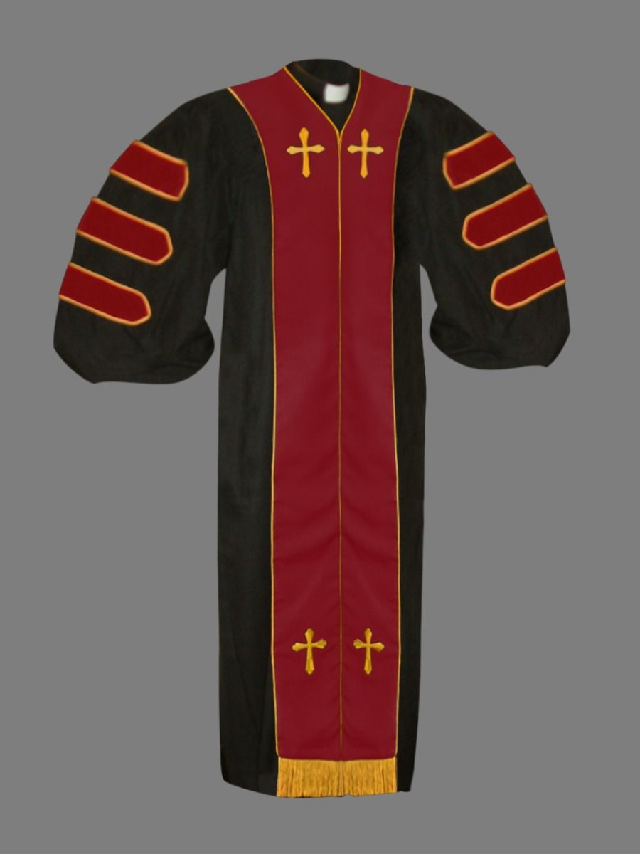 Dr. of Divinity Robe in Black with Red and Gold
