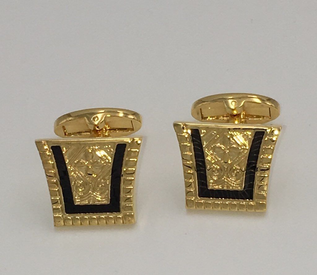 2 Pc. King of the Nile Style Cufflinks - Jet Black