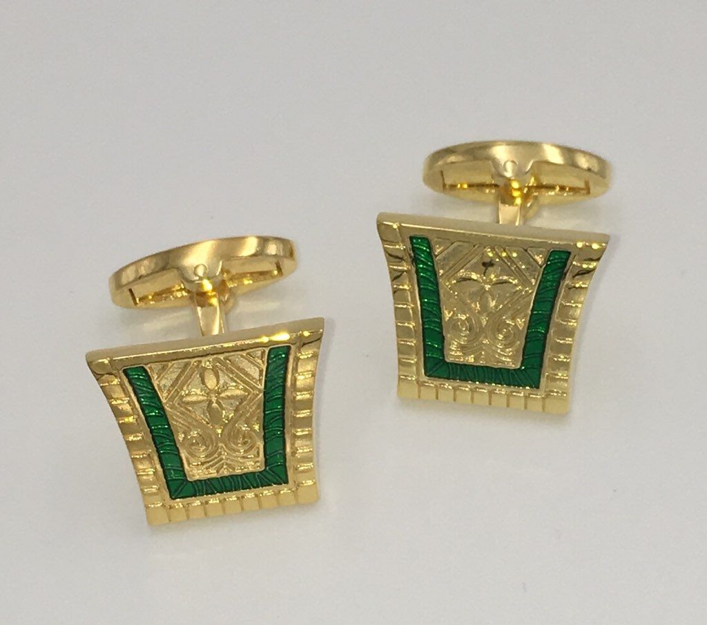 2 Pc. King of the Nile Style Cufflinks - Emerald Green