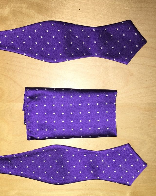 *Men's Self-Tie Diamond Style Polka Dot Bow Tie + Hanky - Violet Purple