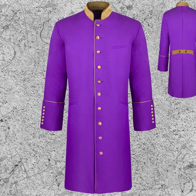 Men's Long Frock Jacket Clergy Purple
