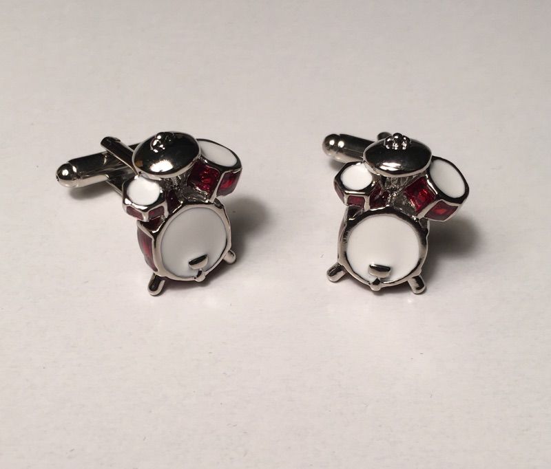 2 Pc. 3D Musical Whole 5 Red Drum Set Cufflinks