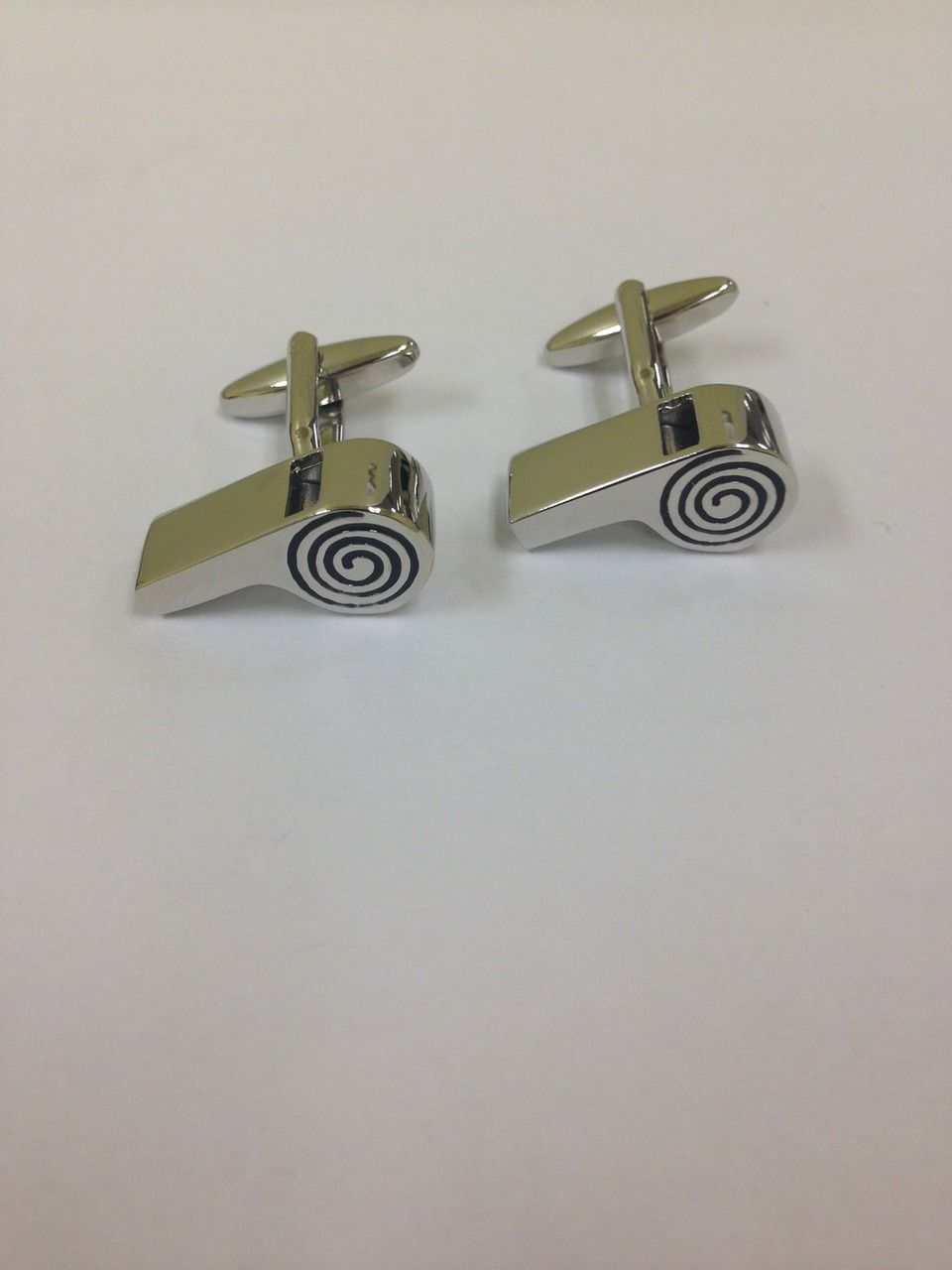 2 Pc. Real Working Whistle Silver Cufflinks