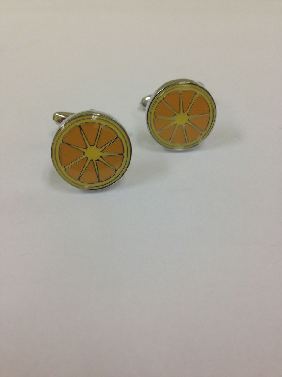 2 Pc. Circle Orange Tangerine Piece Cufflinks