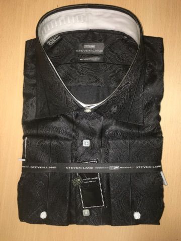 Men's Steven Land Sport Shirt Luxurious Paisley Dress Shirt - Black (Big & Tall)