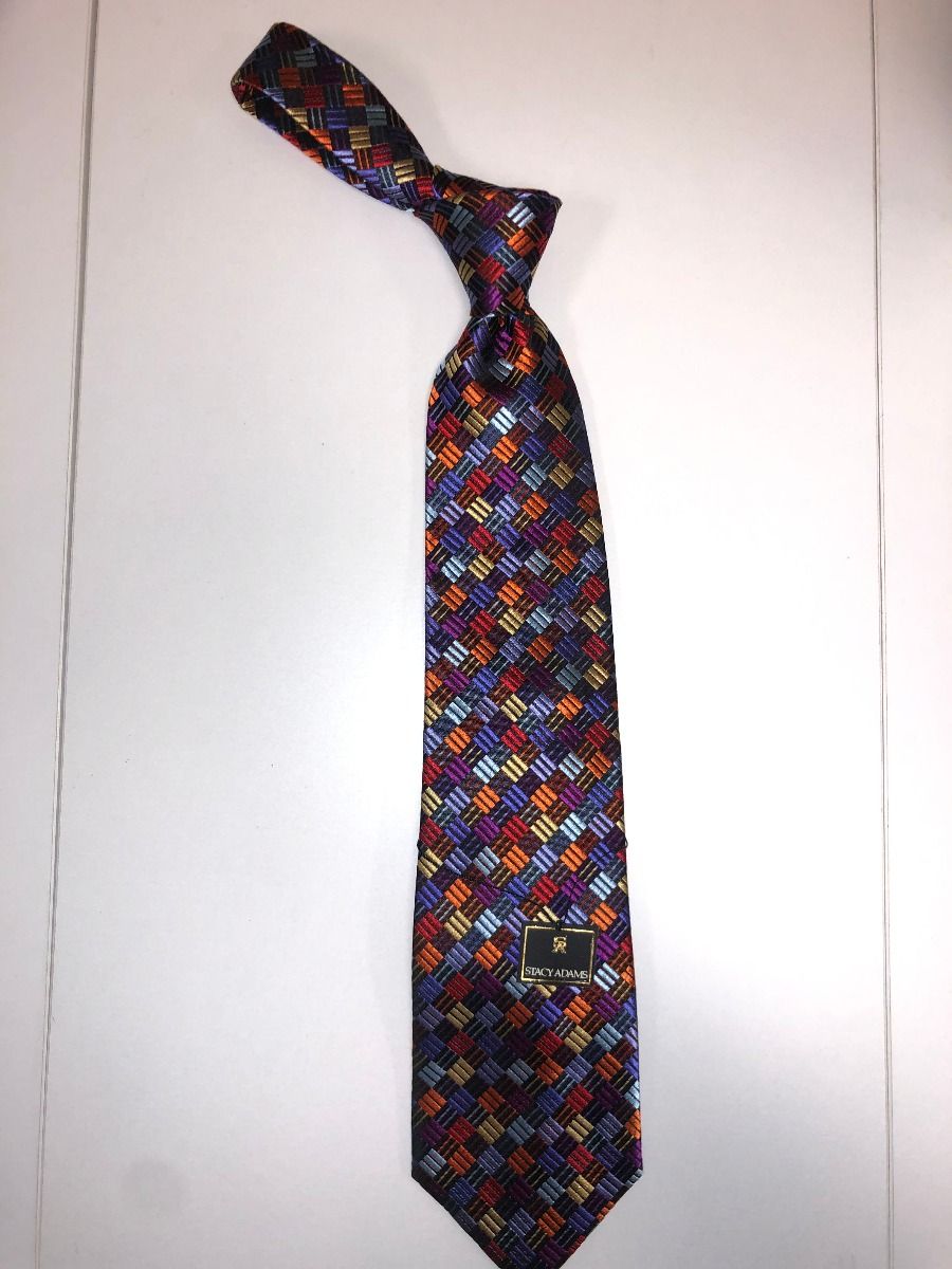 **Stacy Adams Premium Handmade Silk Neck Tie - Multi Color Checks
