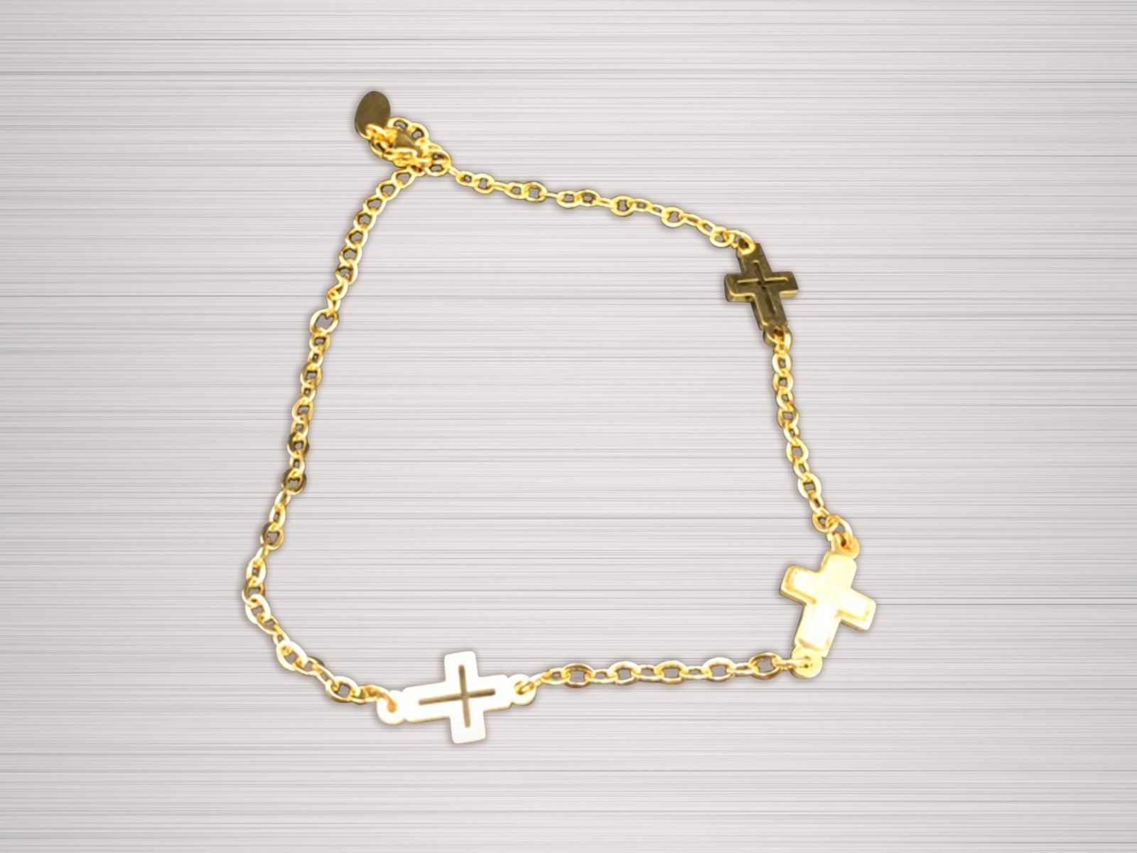 Women's Cross Chain Bracelet Gold with White Cross