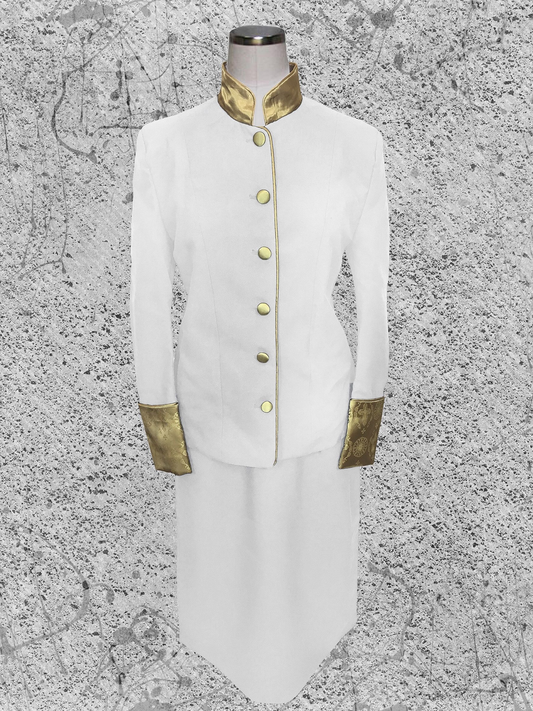 Women's White and Gold Clergy Suit