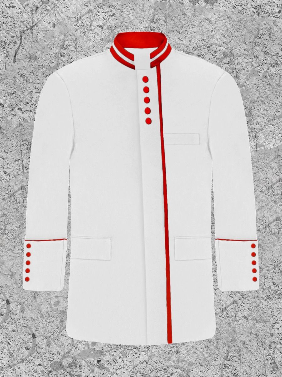 Men's White and Red Clergy Frock Coat
