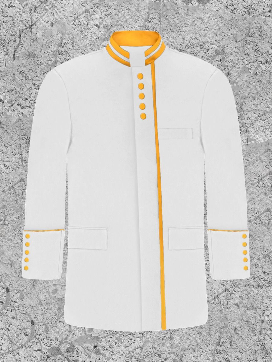 Modern White and Gold Clergy Jacket for Men