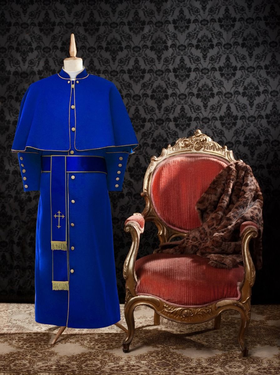 *Limited Exclusive* Men's Pastor/Clergy Robe Royal/Deep Gold Luxury Ensemble