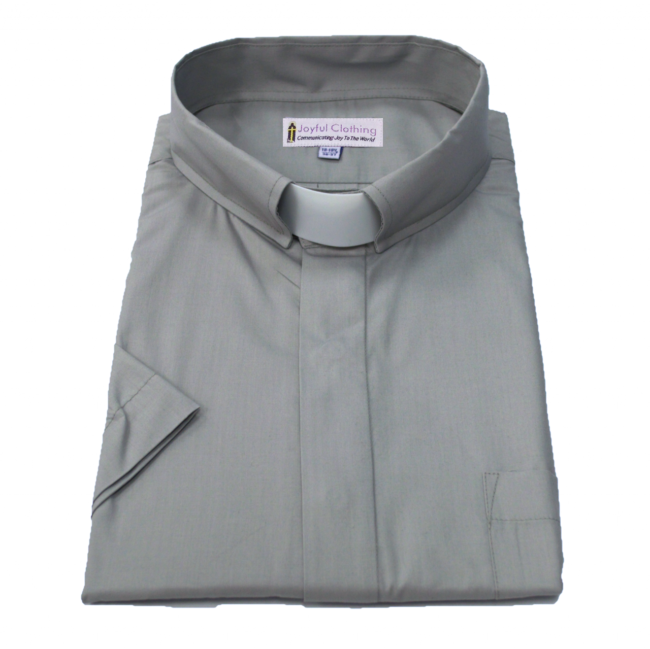 161. Men's Short-Sleeve Tab-Collar Clergy Shirt - Gray