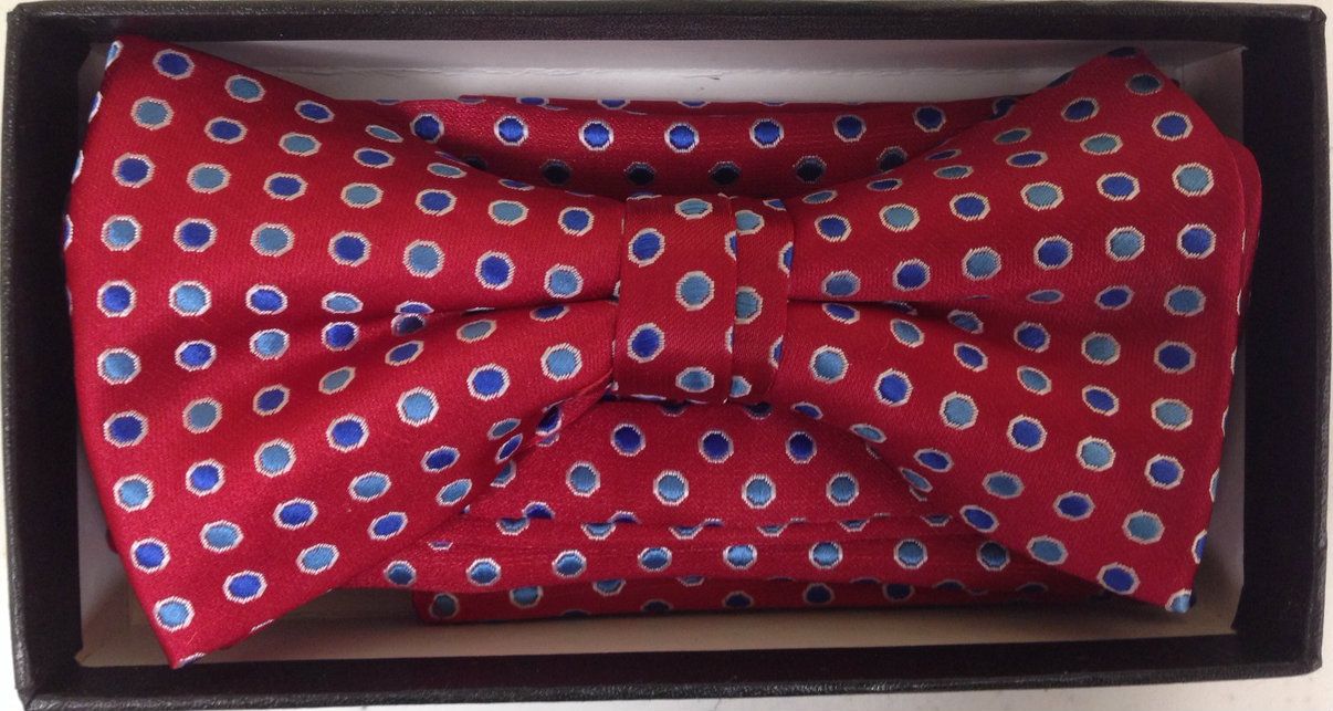 *Men's USA America Dotted Fashion Pattern Bow Tie + Hanky - Red/White/Blue