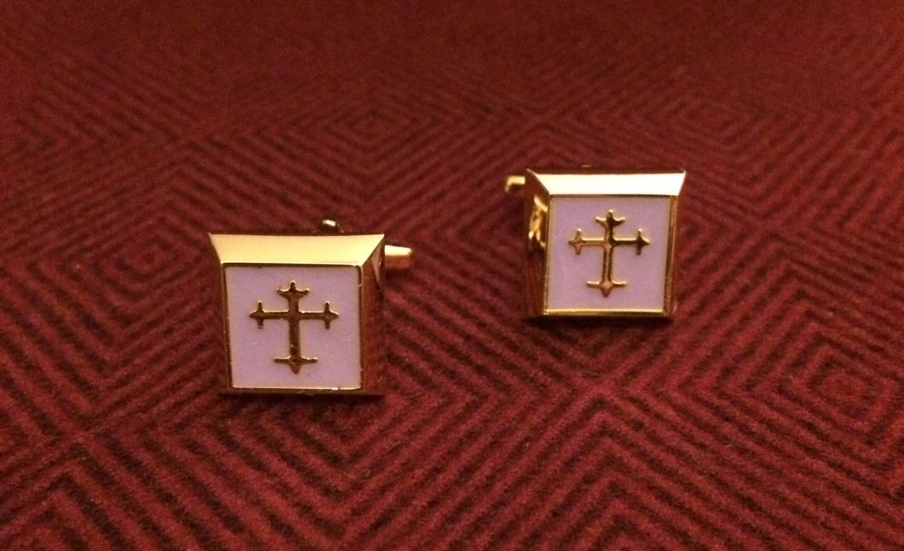 2 Pc. Gold Square Cufflinks w/ Lilac Cover