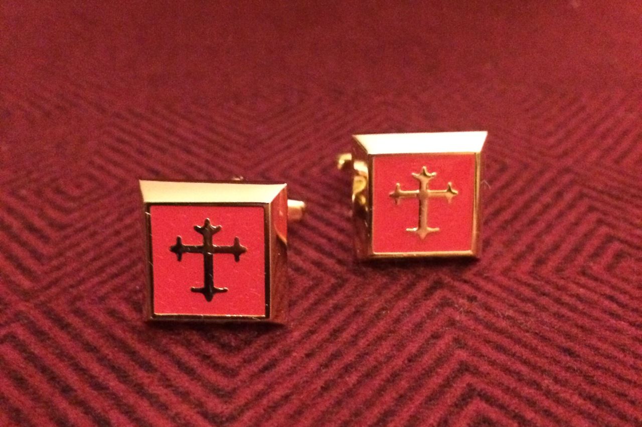 2 Pc. Gold Square Cufflinks w/ Red Cover