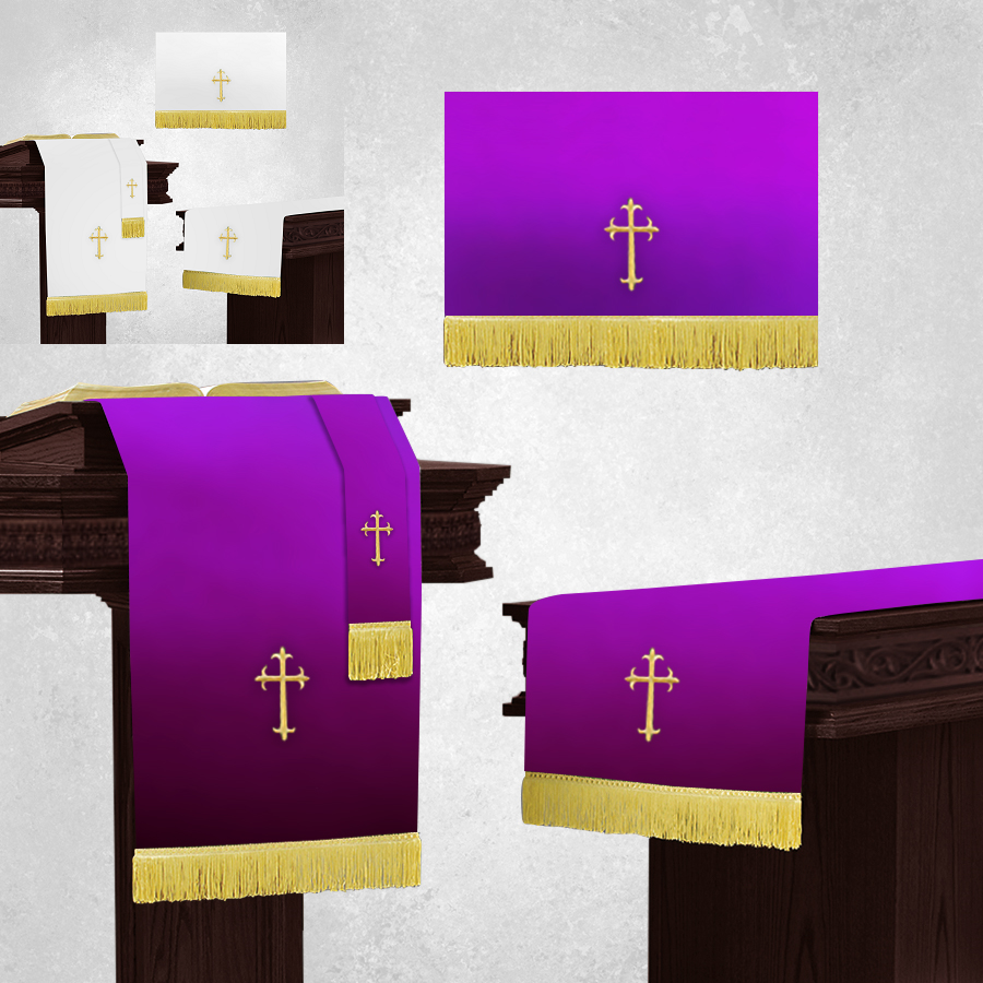 White and Purple Altar Parament Sets and Pulpit Scarf