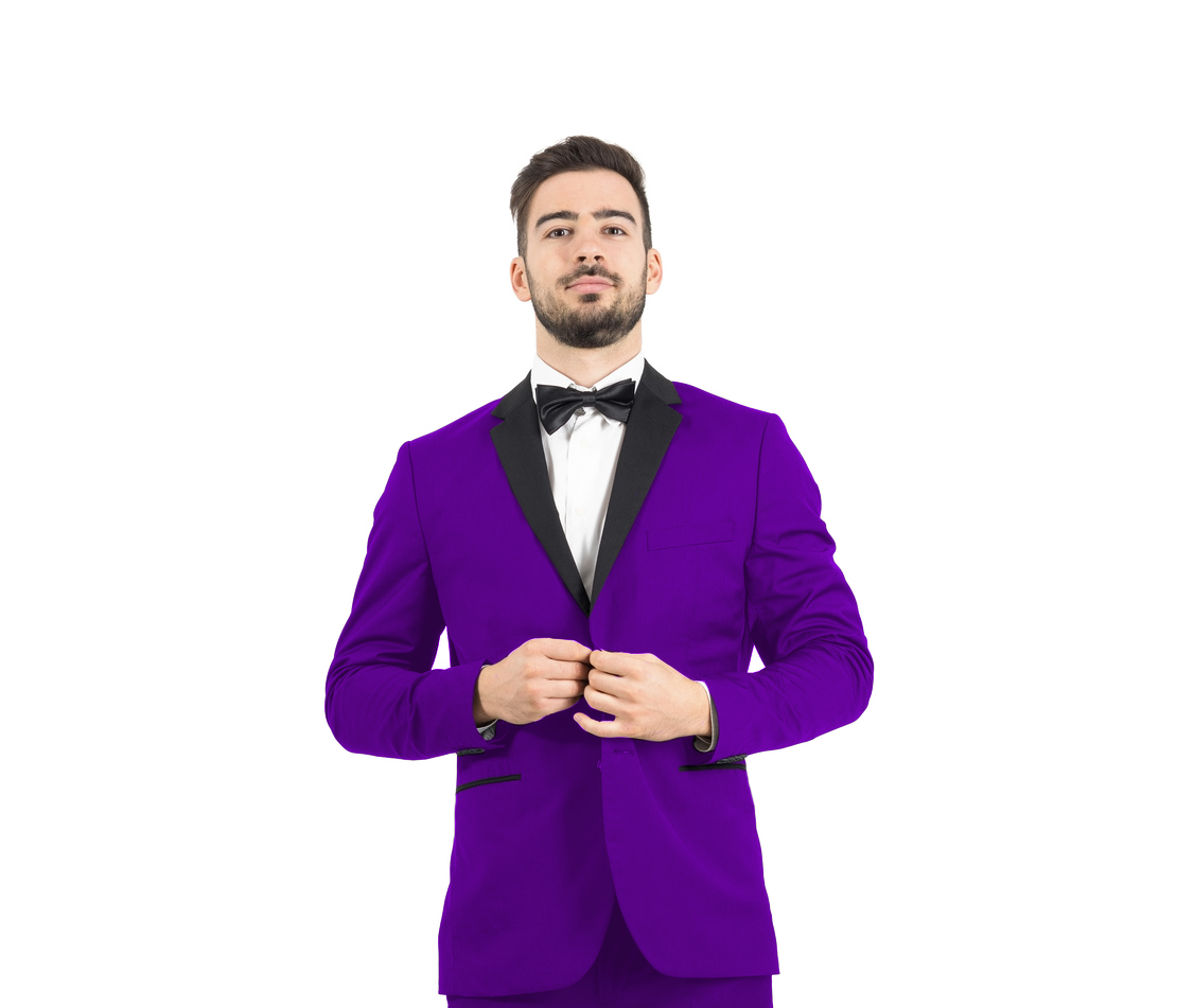 Purple Men's 2-Button Tuxedo - Purple with Black Lapel
