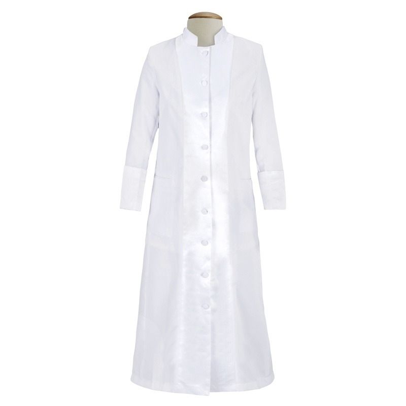 127 W. Women's Pastor/Clergy Robe with Satin - White/White