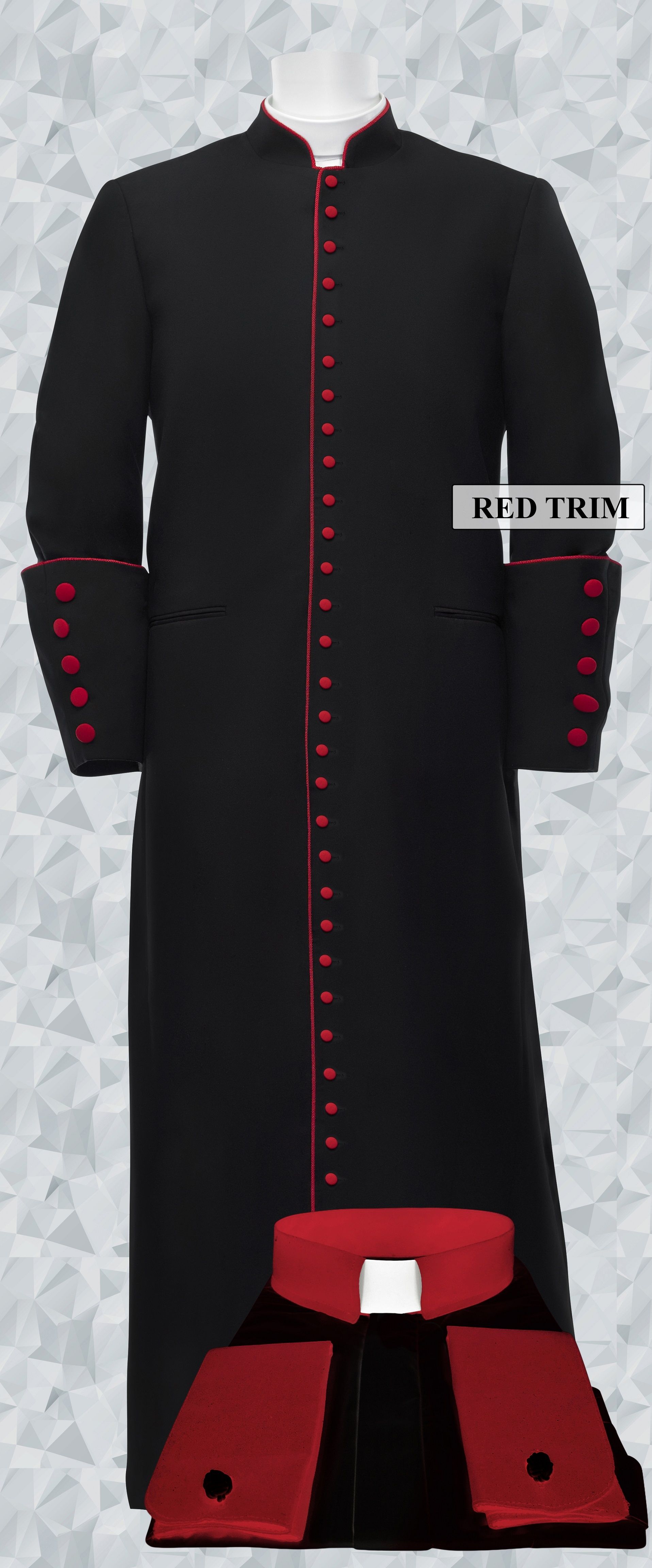 252 M. Men's Roman Cassock & Custom Shirt Package Black/Red