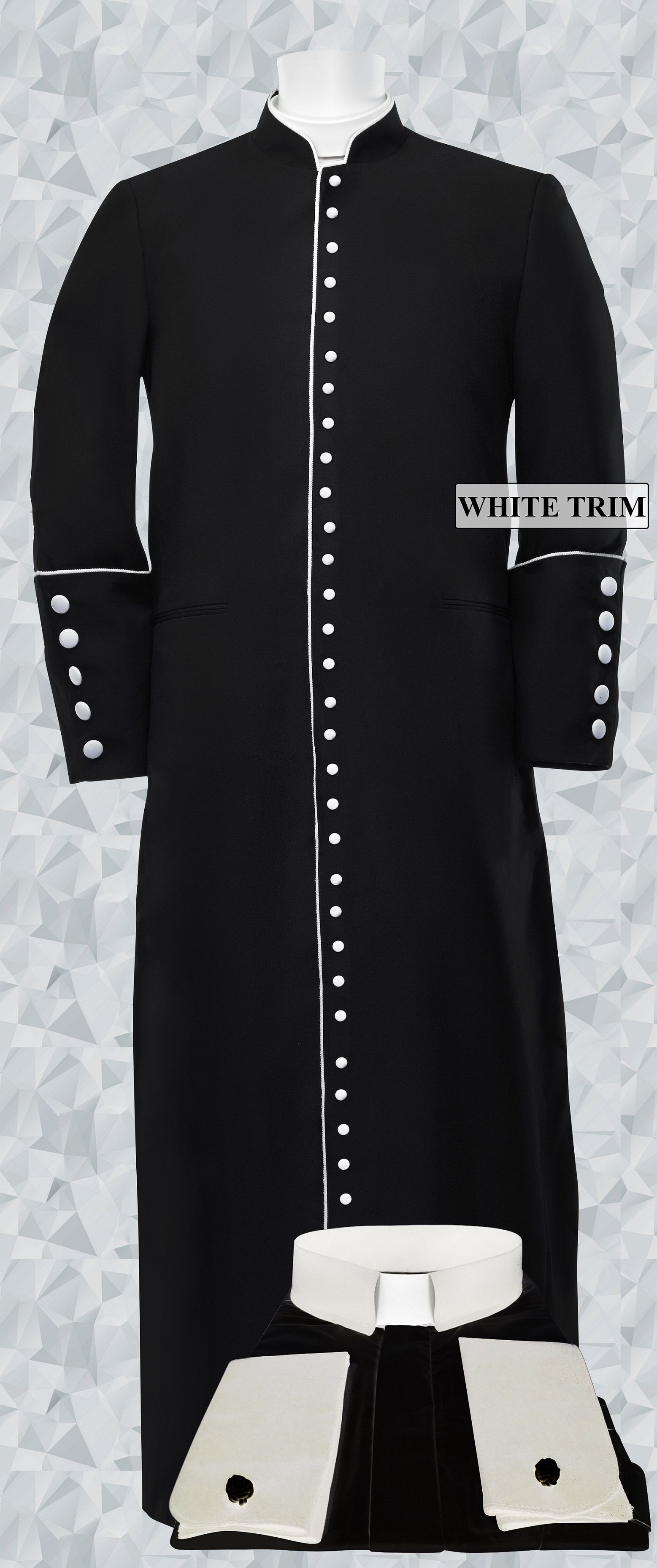 251 M. Men's Roman Cassock & Custom Shirt Package Black/White