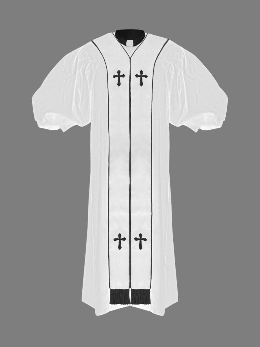 Clergy Pulpit Robe in White and Black