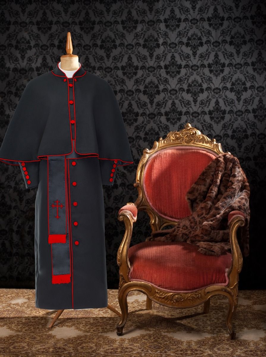 171 W. Women's Pastor/Clergy Robe Black/Red Luxury Ensemble