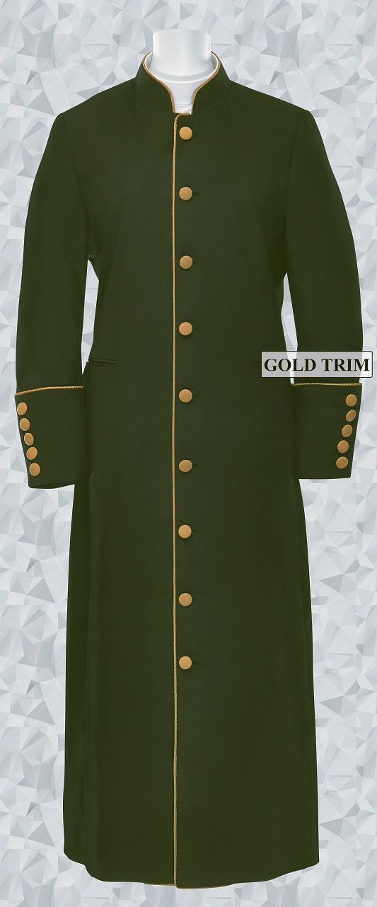 156 W. Women's Clergy/Pastor Robe Olive Green/Gold Trim