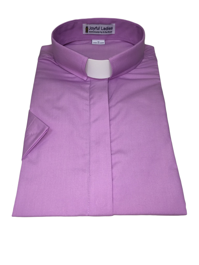 567. Women's Short-Sleeve Tab-Collar Clergy Shirt - Lavender