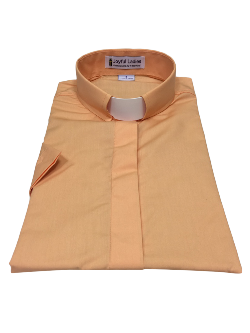 577. Women's Short-Sleeve Tab-Collar Clergy Shirt - Peach