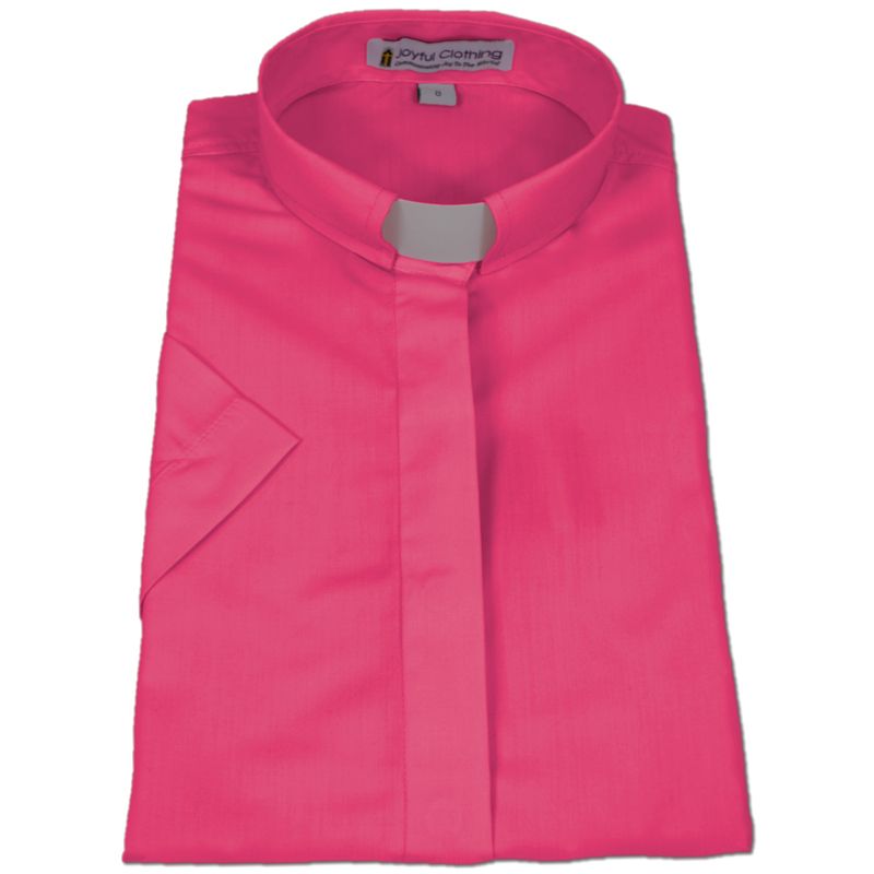 565. Women's Short-Sleeve Tab-Collar Clergy Shirt - Fuchsia